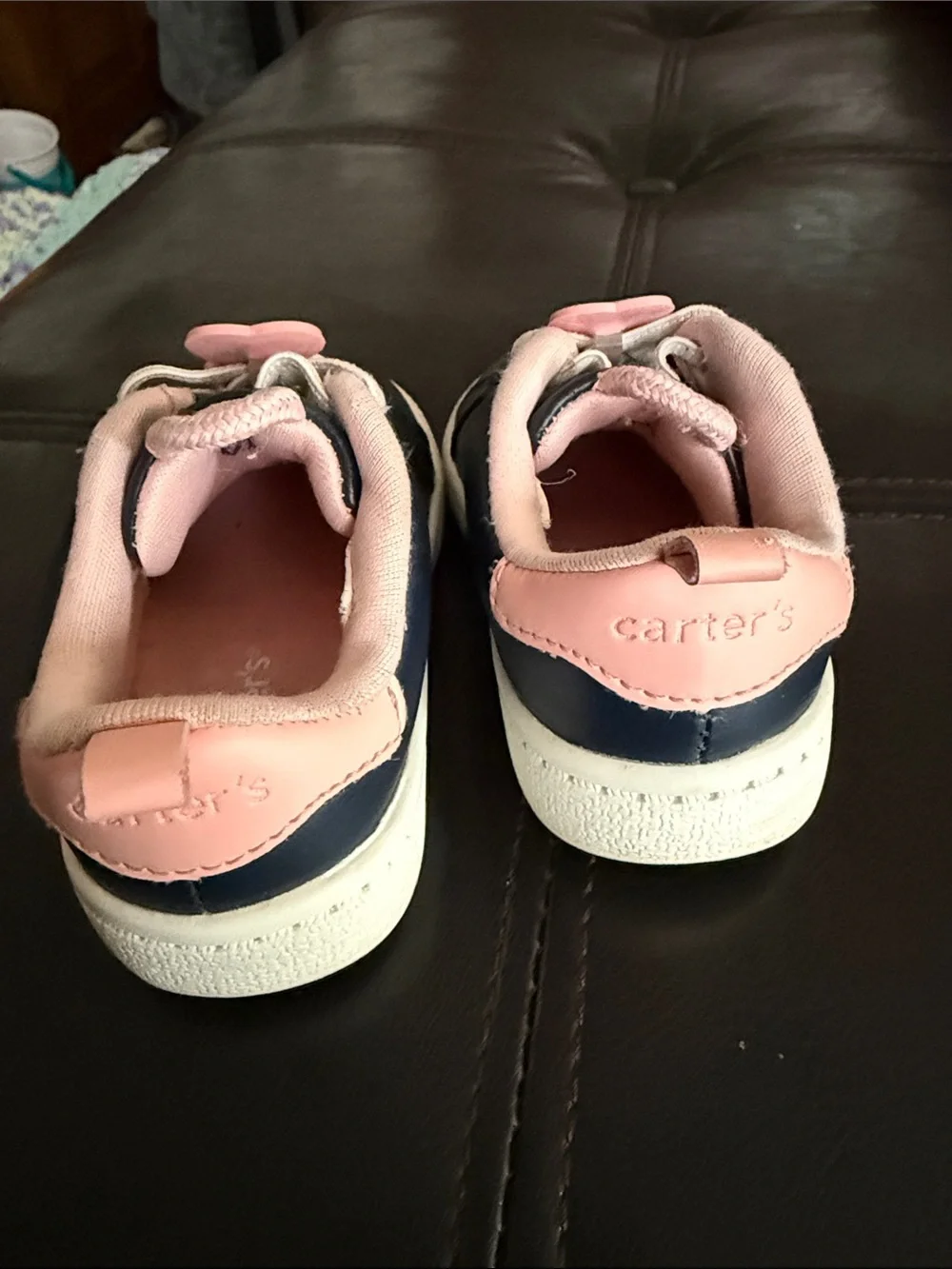 Carter's Navy Sneakers with Pink & Coral Heart Accents